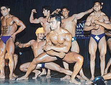 Bodybuilders at the 12th Mr Chandigarh Body Building Championship