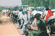 Hundreds of commuters remain stranded on way from Panchkula to Chandigarh as authorities close the road for the inauguration of a bridge on Monday. 