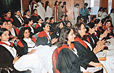 A section of the students with their degrees at the 33rd annual convocation of Government Home Science College