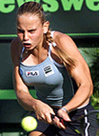 Jelena Dokic of Yugoslavia returns a volley from Venus Williams of the USA during their quarterfinal match at the Ericsson Open in Key Biscayne, Florida on Tuesday.