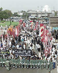 A Shia procession parades in Karachi on Tuesday.