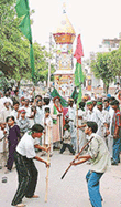A Tazia procession being taken out on the occasion of Muharram in Chandigarh on Thursday. 