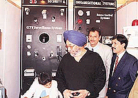 Mr Sarabjit Singh, Director-General of Police, Punjab, takes a look at some of the electronic safty gadgets in Chandigarh.