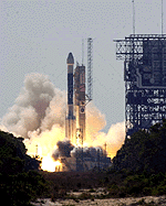  A Boeing Delta II rocket lifts off from the Cape Canaveral Air Force Station, Fla. on Saturday, carrying the Mars Odyssey spacecraft.