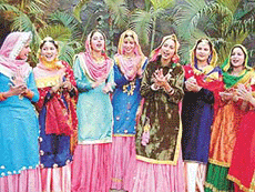 Participants of a beauty contest dressed in Punjabi attire in Ludhiana on Thursday.