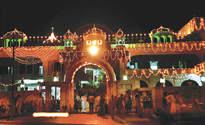 The Sector 34 gurdwara in Chandigarh is all decked up to welcome of harvest festival of the Punjab, Baisakhi, on Friday. 