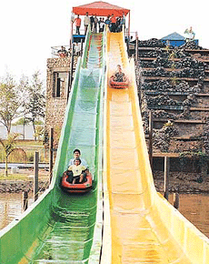 The newly constructed fun slide