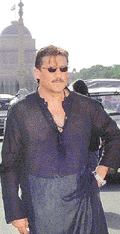 Film actor Jackie Shroff stands outside Rashtrapati Bhavan