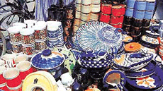 Attractive pottery makes the Sunday baaar in Ludhiana colourful.
