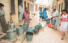 This is not a remote village but a scene in Mullanpur Garibdass village, located on the outskirts of Chandigarh, where water supply was reduced to a trickle on Tuesday. 