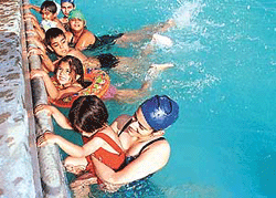 These days swimming is more than just recreational activity as is evident from the photograph taken by Karam Singh on Friday evening at the Lake Club pool.