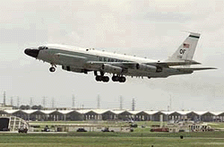 A RC-135W electronic surveillance aircraft takes off from Kadena air base on the south-western Japanese island of Okinawa in this April 10, file photo. 
