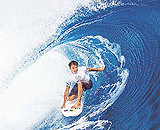 Australian Kieran Perrow surfs in the quarterfinals of the Von Zipper Hinano Trial at Teahupoo, Tahiti, on Monday. 