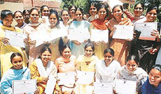 Students of vocational courses run by the All-India Women�s Conference at Indira Bhavan, Sector 11, after receiving their certificates. 