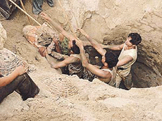 Rescuers dig out the body of a labourer, Avtar Singh Bittu, many hours after a mound of earth had collapsed on him during the digging of a tubewell in Salim Tabri, Ludhiana, on Sunday.