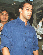 Film star Salman Khan leaves the Enforcement Directorate in Mumbai on Wednesday. He was called for questioning in relation to the controversial film �Chori Chori Chupke Chupke�, whose producer and financier are in jail.