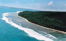 One of the islands with a sand beach