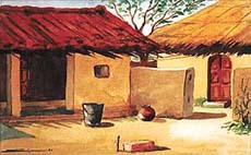 One of the paintings exhibited by Sanjeev Kumar at the IndusInd Art Gallery in Sector 8, Chandigarh, on Tuesday.