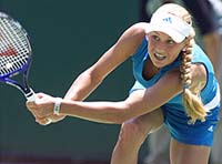 Russian tennis player Anna Kournikova in action