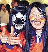 South Korean soccer fans celebrate the New year