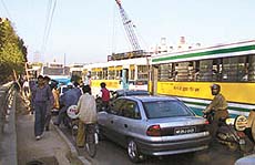 Vehicles inching forward at a snail�s pace in the Capital.
