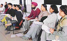 Participants of a workshop on �scientific and technical literacy� at Alliance Francaise, Sector 36, in Chandigarh on Saturday.