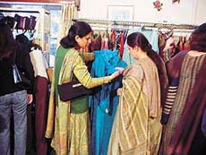 Visitors admire creations of Ritu Kumar.