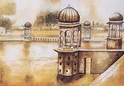 A rest house of Mewat, captured on canvas.