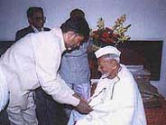 Andhra Pradesh Chief Minister N. Chandrababu Naidu offers a shawl