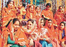 Students of Bal Niketan in Sector 2, Panchkula, get ready to perform giddha on Saturday. 