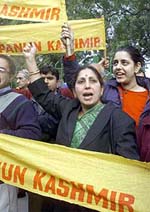Demonstrators shout slogans against militancy