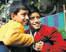Aakash Sabharwal and his twin brother Akshay basking in their new-found status in the Capital on Saturday.
