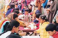 Tiny tots of Aashiana Public School, Sector 9, Chandigarh, participate in an art and craft workshop organised at the school premises on Saturday.