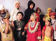 Students of Silver Oak School, Sector 32, in fancy dresses, during their annual function held at 3BRD Lecma in Chandigarh on Sunday.