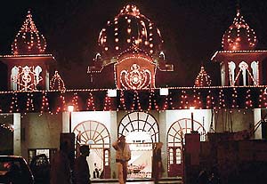 The Sector 20 gurdwara decked up on the occasion of Gurpurb in Chandigarh on Monday. 