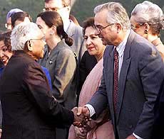 Indian President K. R. Naryanan with Pakistan Ambassador to India Ashraf Jehangir Qazi