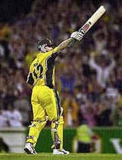 Australian batsman Michael Bevan acknowledges the crowd
