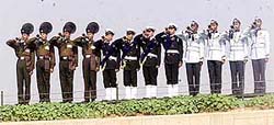Army, Navy and Air Force buglers pay homage to Father of the Nation Mahatma Gandhi 