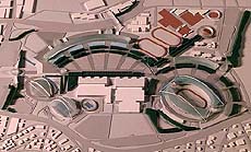A model of Athens' Olympic sports complex designed by famous Spanish architect Santiago Calatrava