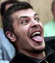 Daniel Ruda sticks out his tongue