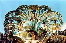 This handout picture made available on Wednesday shows Italian actress Monica Bellucci (centre) playing Cleopatra, in a scene from French director Alain Chabat's "Asterix et Obelix, Mission Cleopatre�. 