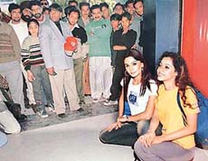 Supermodel Anchal Kumar and city girl Krishma Randeva pose for a photosession in Sector 17, Chandigarh, on Friday.