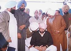 PPCC president Amarinder Singh at a rally 
