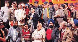 Senior BJP leader and Union Minister for Information and Broadcasting Sushma Swaraj addresses a party rally in Ludhiana North.