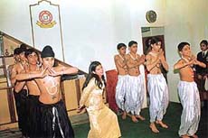 Students of Gupta Model High School present a choreography item at their annual prize distribution function in Ludhiana on Monday. 