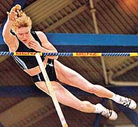 Russia�s pole vault jumper Svetlana Feofanova is seen while passing 4.50 m during the Sparkassen Cup, track and field indoor meeting in Stuttgart, Germany on Sunday.