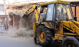 There was a little fuss as MCD went ahead with its demolition drive in Lajpat Nagar on Wednesday.