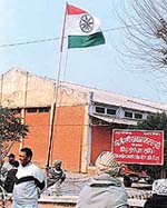 The �National Flag� with a black wheel hoisted on the FCI godown in Mullanpur has never been folded in the evening, resulting in the violation of directions of the Supreme Court.
