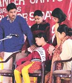 Students of St Stephens School, Sector 45, depict suffering of cancer patients at a function organised by the Sahayta Cancer Sahyog to mark World Cancer Survivors Day, in DAV College, Sector 10, Chandigarh, on Saturday. 