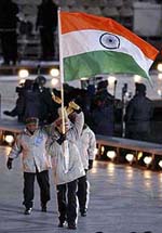 The Indian Olympic team marches into Rice-Eccles Olympic Stadium